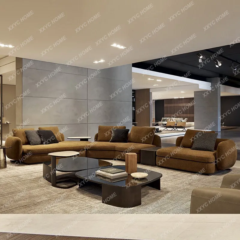 A living room curved sofa modern simplicity  minimalism