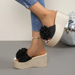 Wedges Sandals Women Slippers Summer Beach Platform Shoes Flower Slippers Women High Heel Slippers Women Fashion