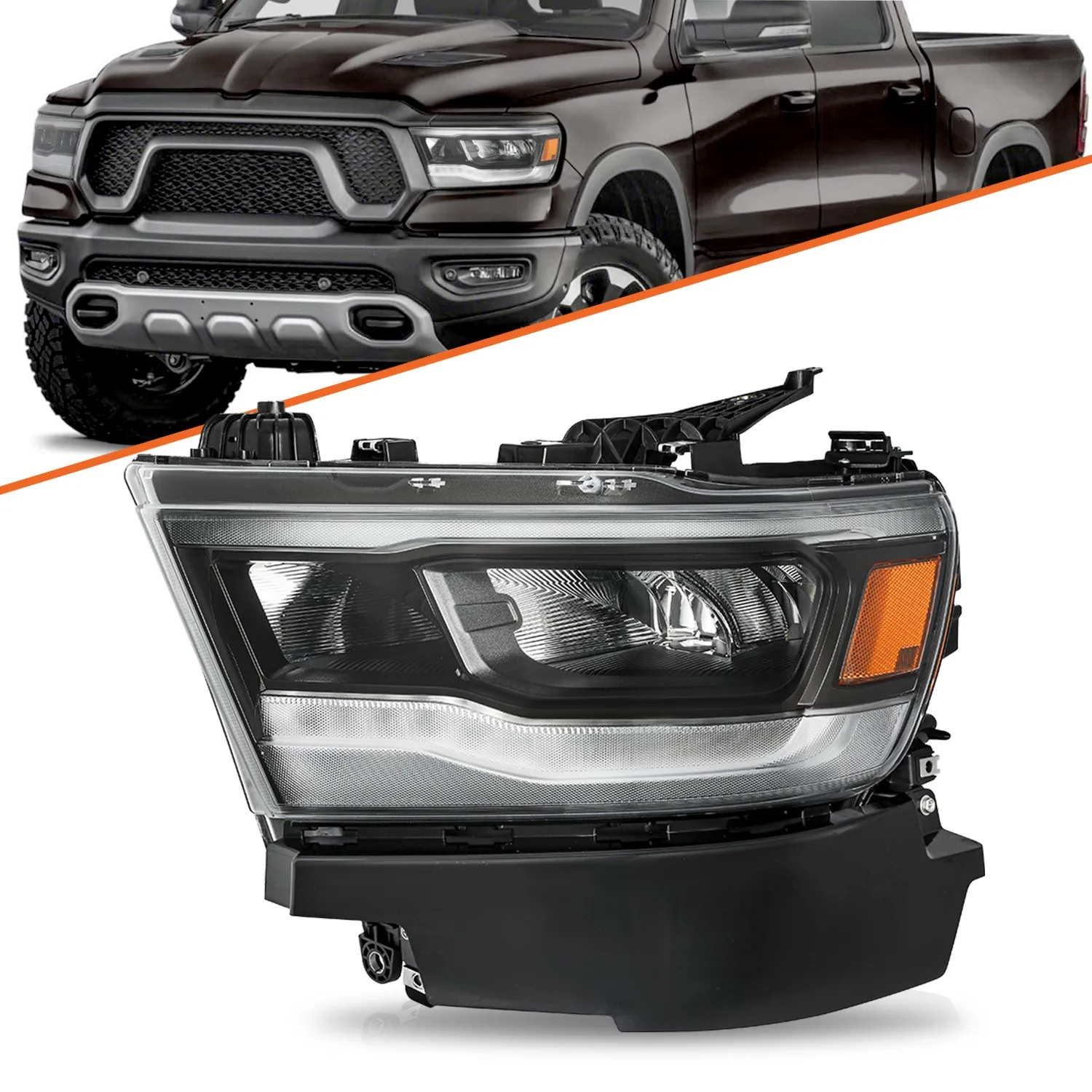

For 2019-2024 Dodge Ram 1500 Left side Black Full LED DRL Headlights