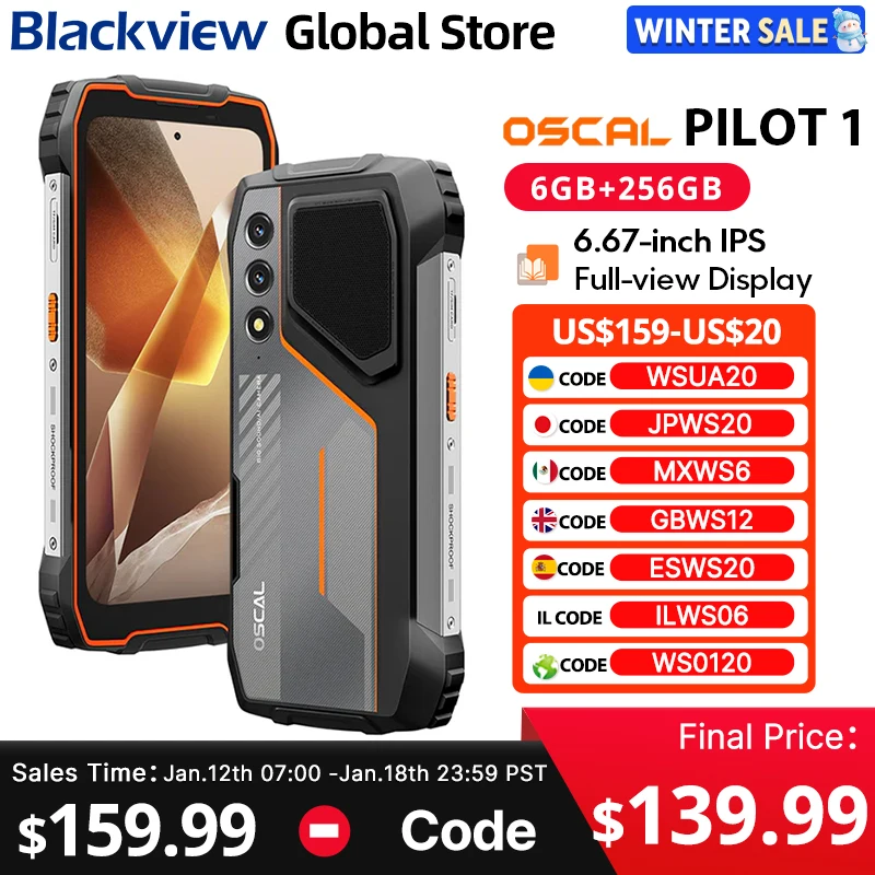 Blackview Oscal PILOT 1 Rugged phone 6.67-inch HD+ 90Hz Display 15000mAh 5W BOX Speaker 6GB 256GB Helio G81 CPU NFC Cellphone
