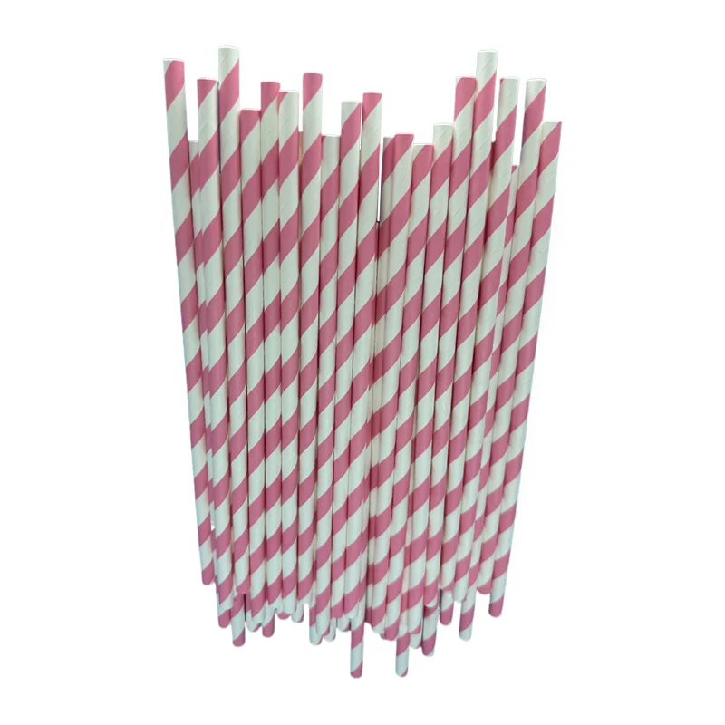 

Paper Straws 6*197mm Pink Striped 5000Pcs Paper Drinking Straws For Wedding Party Restaurant Juice Coffee Cold Drinks Dessert