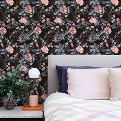 Retro Halloween Skull Rose Wallpaper Waterproof Peel And Stick Festival Wall Contact Paper Chic Pink Flower Cabinet Sticker