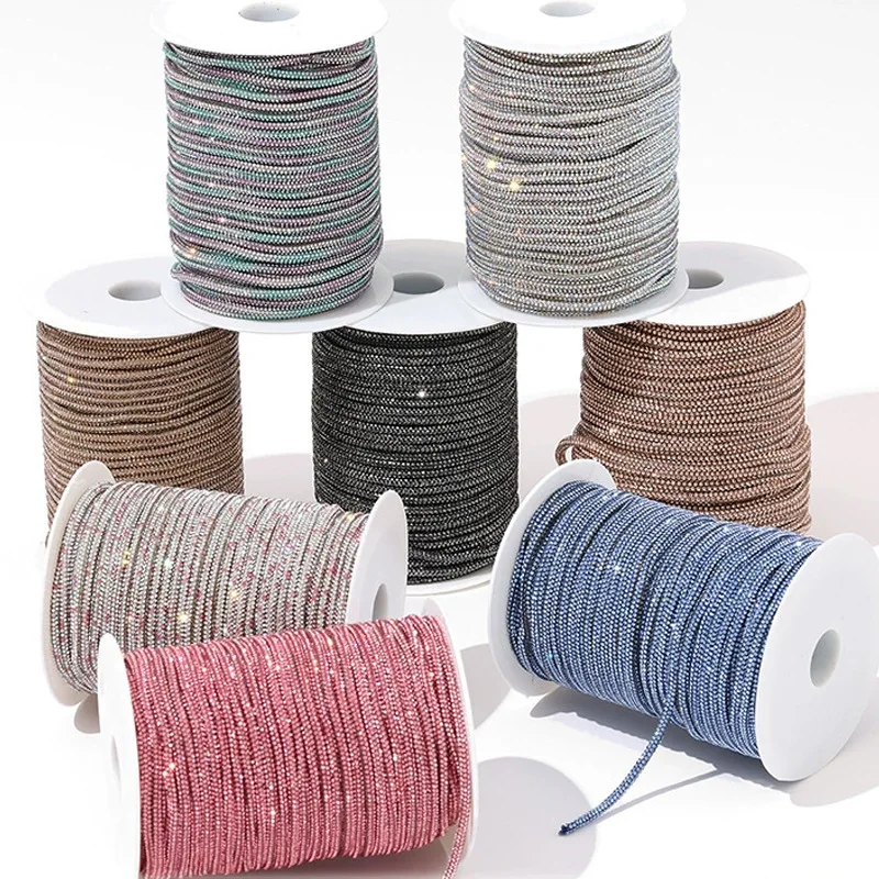 10yards 4mm Crystal Rhinestone Cord Trim Glass Diamond Rope DIY Sewing For Clothes Shoes Bags Wedding Dress Costume Decoration