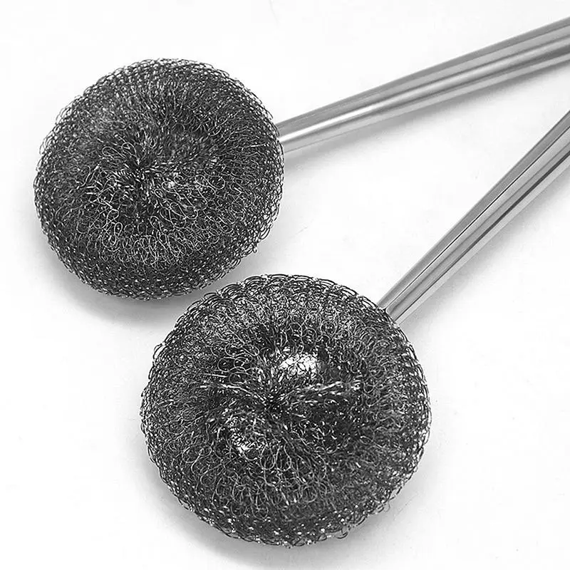 

new 1PC Steel Wool Scrubber With Handle Stainless Steel Cleaning Brushes Cleaning Dishes Stock Pots Pans Griddles Grills