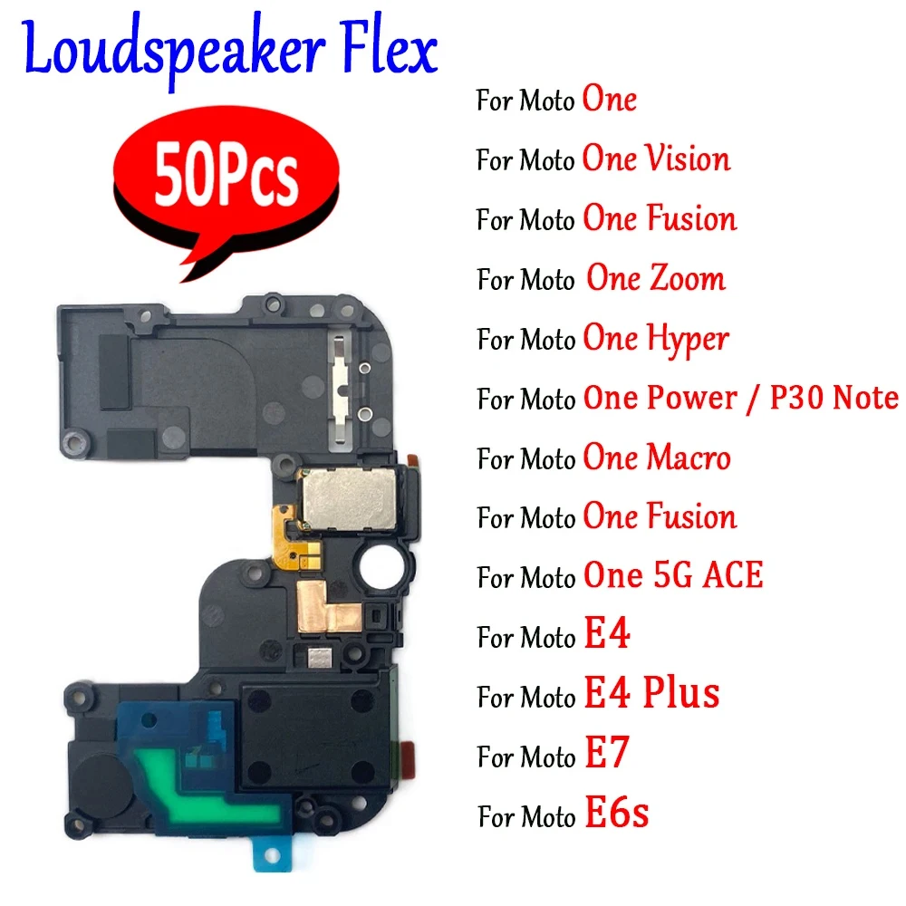 50Pcs，Buzzer Ringer Loud Speaker Loudspeaker Flex Cable Ribbon For Motorola Moto One Vision Hyper Macro Fusion Plus Zoom E6S