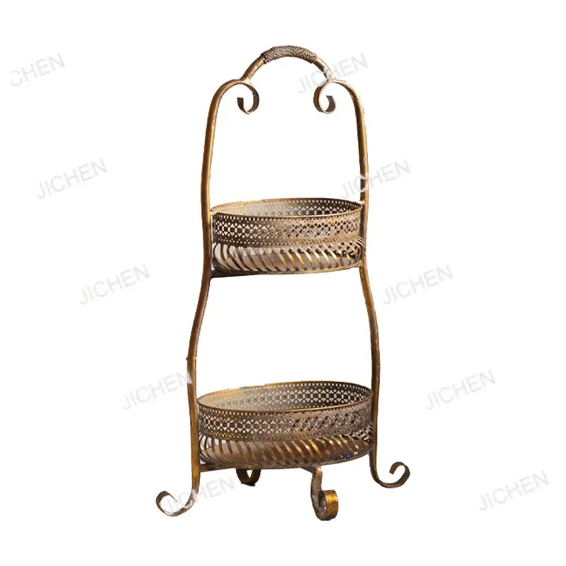 رف تخزين معدني قديم من JCH، رف نبيذ أحمر قابل للإزالة لغرفة المعيشة المنزلية، رف فواكه للوجبات الخفيفة متعدد الطبقات #2