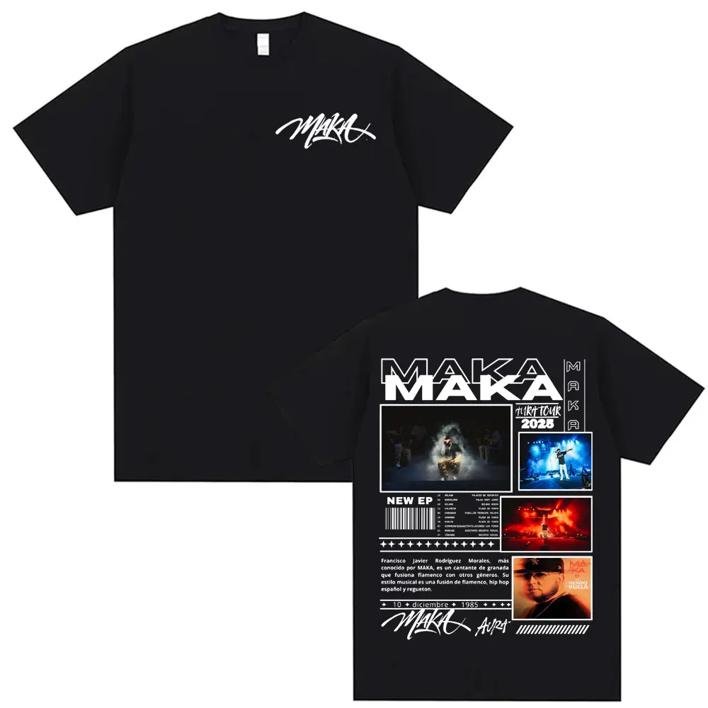 Rapper Maka Aura Tour Album 2025 T Shirts for Men Women Vintage Style Harajuku Street T-shirt Casual High Quality Cotton T Shirt image 5