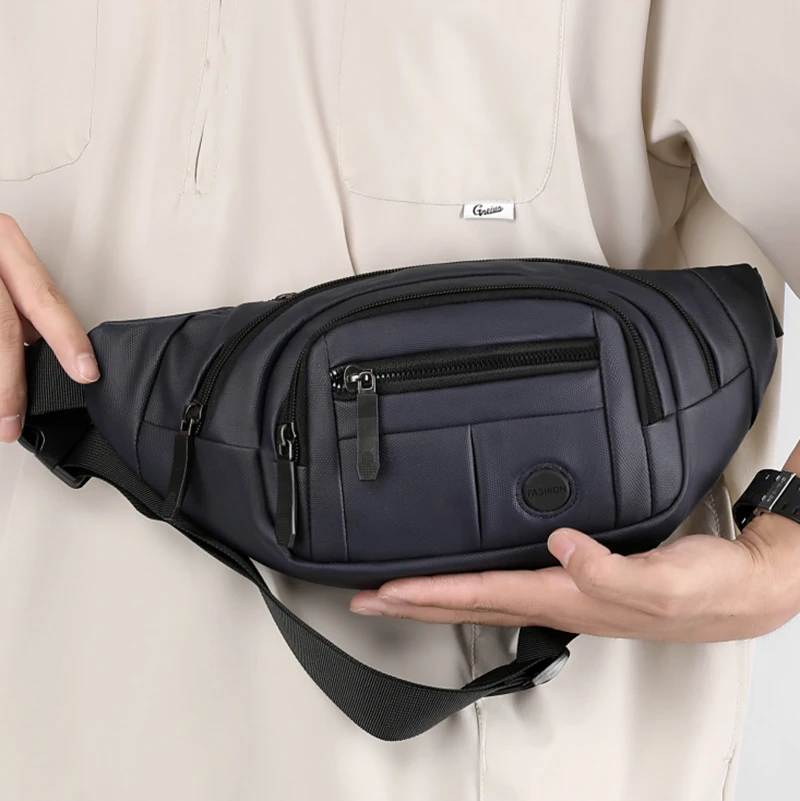 

Модная и повседневная мужская нагрудная сумка, большая вместимость, несколько карманов, подходит для езды на велосипеде, поездок на работу, бизнеса, спорта и т. д.