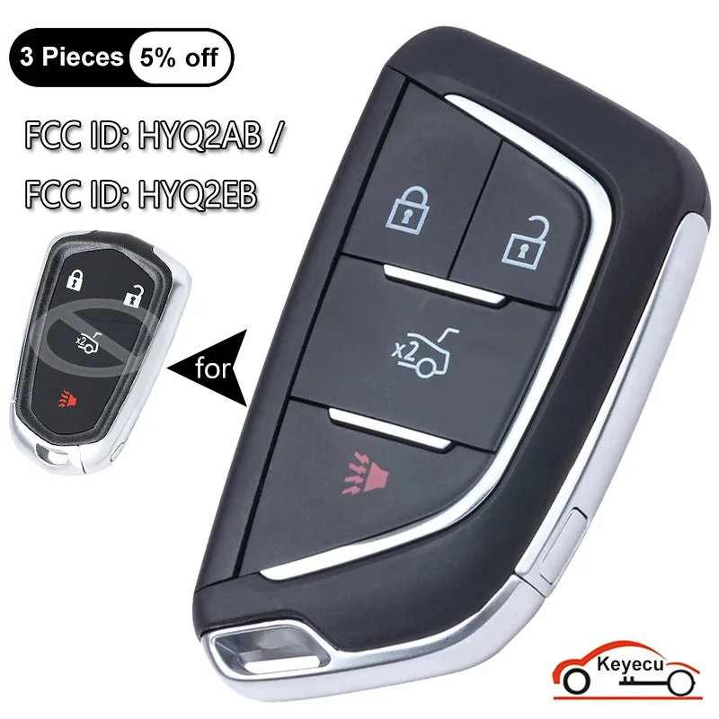 

KEYECU 4 Buttons 315MHz 433MHz ID46 Chip for Cadillac ATS CTS XTS CT6 2015-2019 Auto Modified Smart Remote Key Fob HYQ2AB HYQ2EB