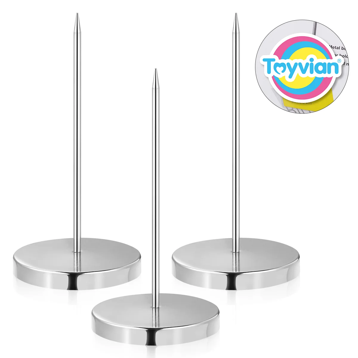 Desk Check Spindle Holder Receipt Decorations Silver Straight Rod Round Base Toyvian