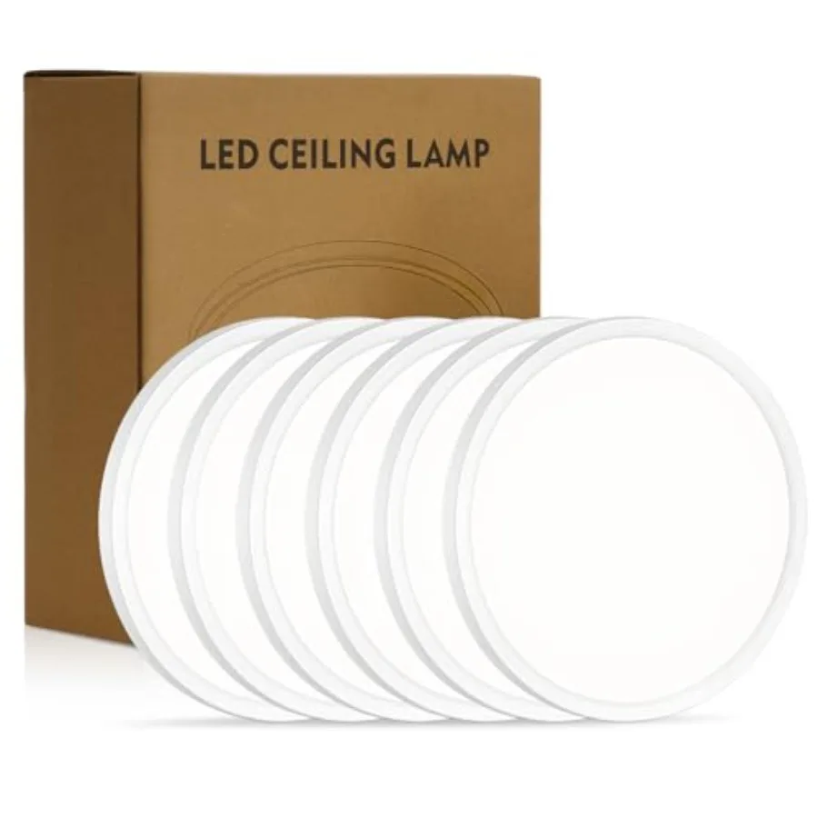 8.6 Inch 6PK LED Flush Mount Ceiling Light ETL 18W 1822LM 3000K/3500K/4000K/5000K/6500K CCT Selectable 0.66in Ultra Thin Round