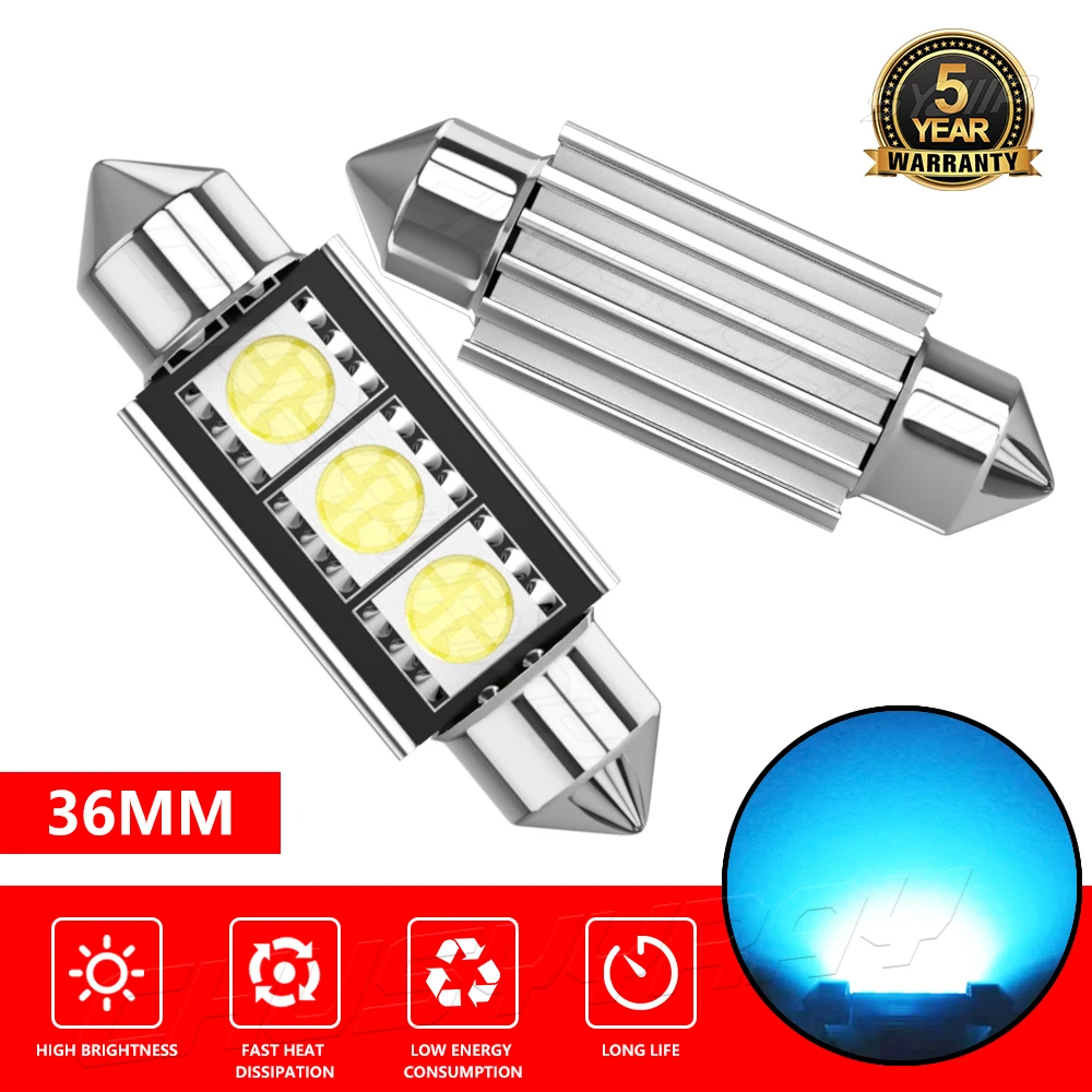 CHUSYYRAY 1pcs Universal 36MM Car LED Light Bulb Blue Car Interior Dome License Plate Festoon Map Reading Light Mixed Lamp Set