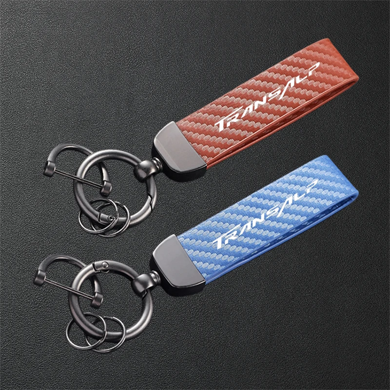 Motorcycle Carbon Fiber Patterned Keychain Metal Keyring For Honda TRANSALP 750 XL 600 650 700 V XL700V XL650V 2018-2024