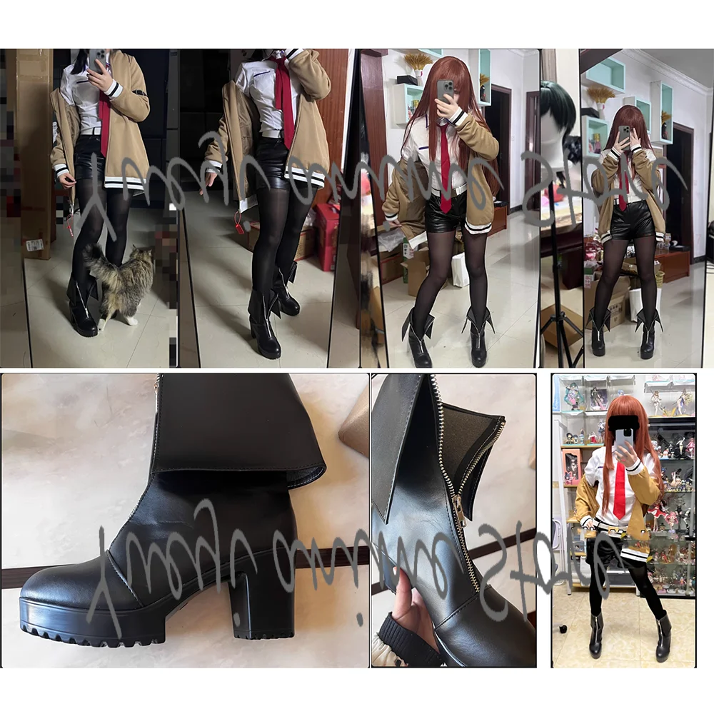 Chaussures de Cosplay Makise Kurisu personnalisées pour femmes, bottes professionnelles faites à la main pour Halloween et carnaval