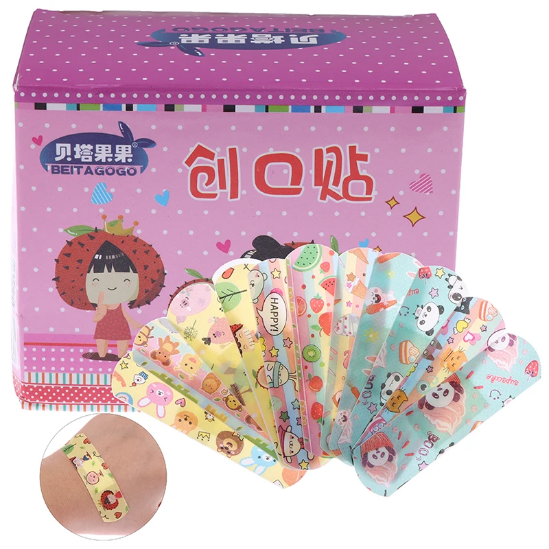 New··120Pcs Waterproof Cartoon Adhesive Bandages Breathable Wound Plasters Kids Lot