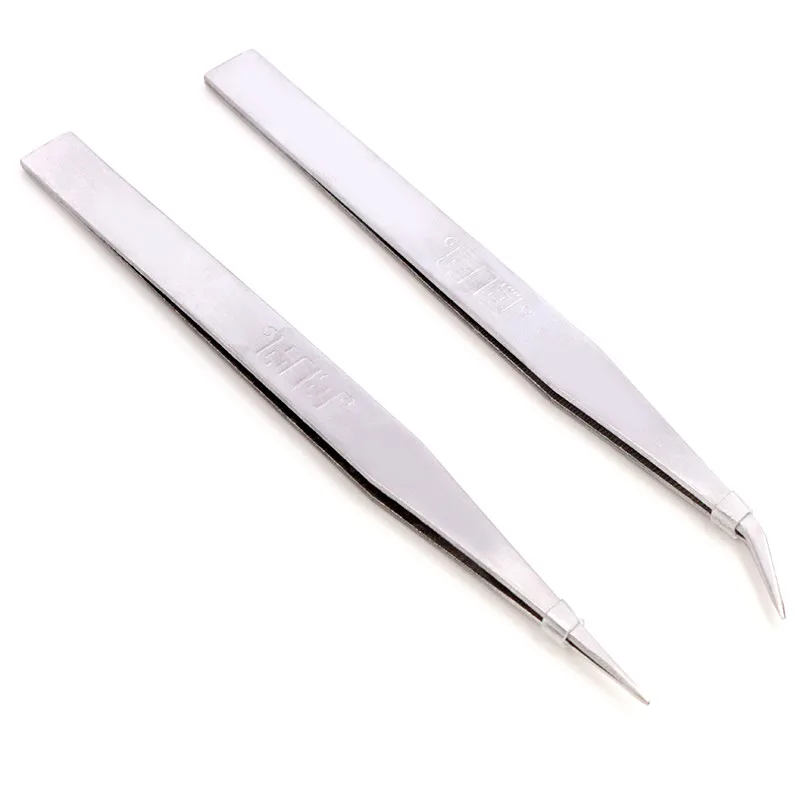 Anti-Static Excellent Quality Tweezers Bend Long nose Cross Tweezers For intersperse Beads Jewerly Sewing Accessories Tools