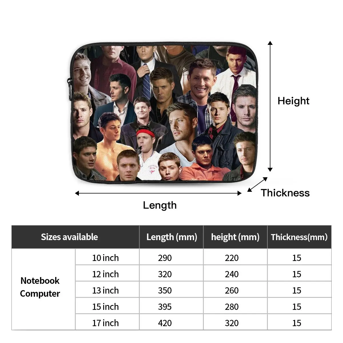 Dean Winchester Collage Notebook Laptop Bag Case Pouch 10 12 13 15 17 Inch Notebook Sleeve Cover Bag Tablet Shockproof Case Bag