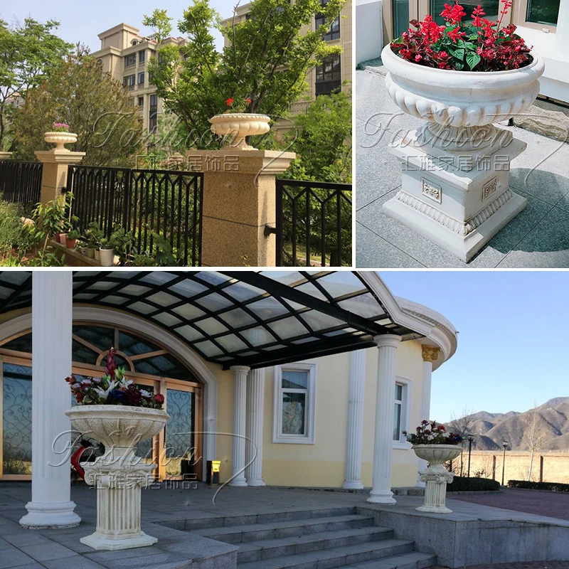 European retro Roman column outdoor large flower pot villa entrance courtyard garden flower planting garden floor decoration orn