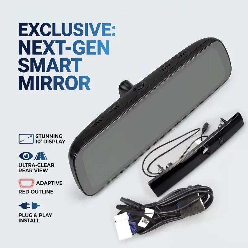 Electronic Streaming Rearview Mirror Dash Cam, 9.36 Inch Touch Screen,1080P Dual‑Lens Front & Rear Video Recorder