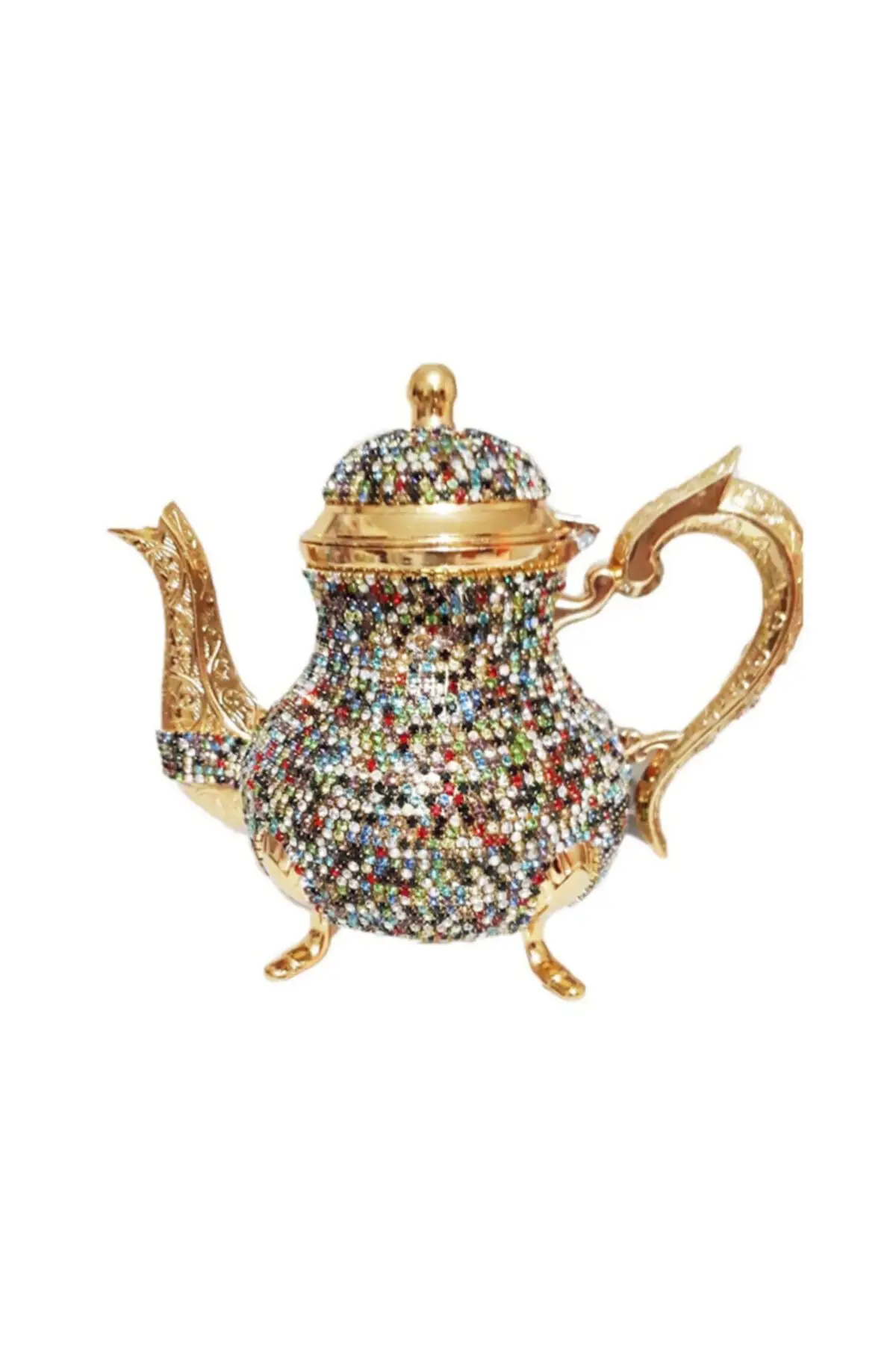 

DOLBOVI Swarovski stone embroidered luxury teapot crystal stone copper teapot 1500 Ml Gold-silver-colored Cooper Tea Pots Handmade