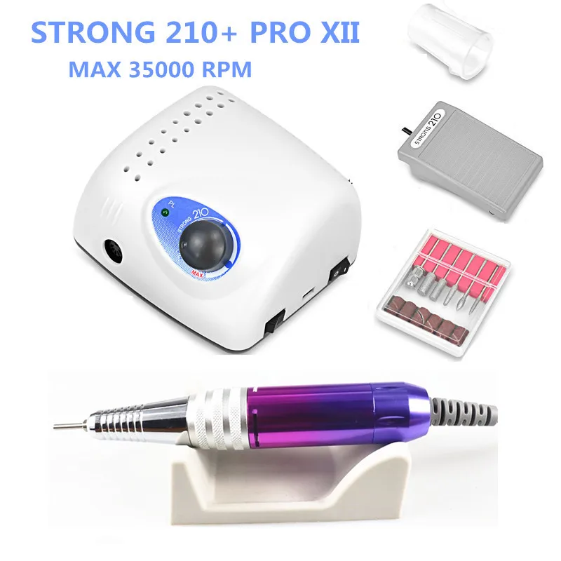 35K New Arrival STRONG 210 Plus PRO 105 105L Handpiece 65W 35000rpm Nail Drills Manicure Machine Pedicure Electric File Bits