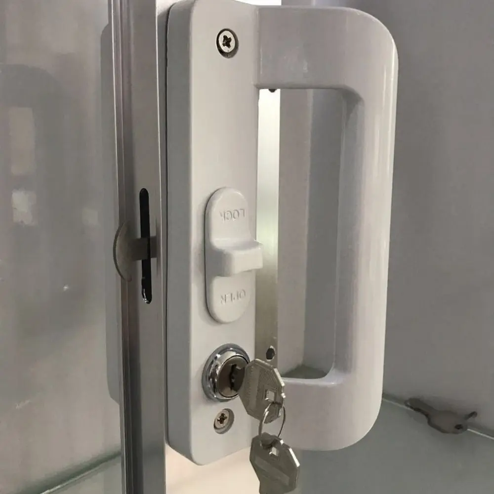Aluminum Alloy Sliding Door Lock with Handle Anti Rust Flush Lock Kit with Key Easy To Install Door Pull Locks Garage Sheds