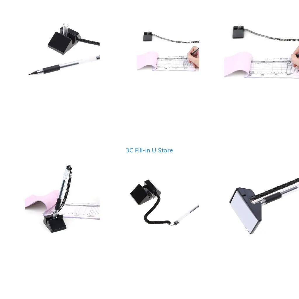 G8TA Professional Counter Coil Pens Pack of 6 with Adhesive Chain Perfect for Hotel Front Desk, Offices, and Study Room