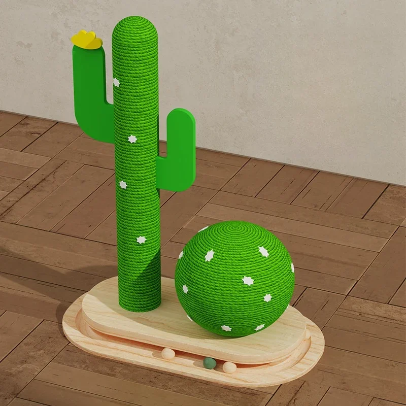 Cactus Ball Grab Pillar Indoor Cat Scratching Column Cactus Crawling Toy Fun Activity For Cats Pet Furniture Decoration Mouse