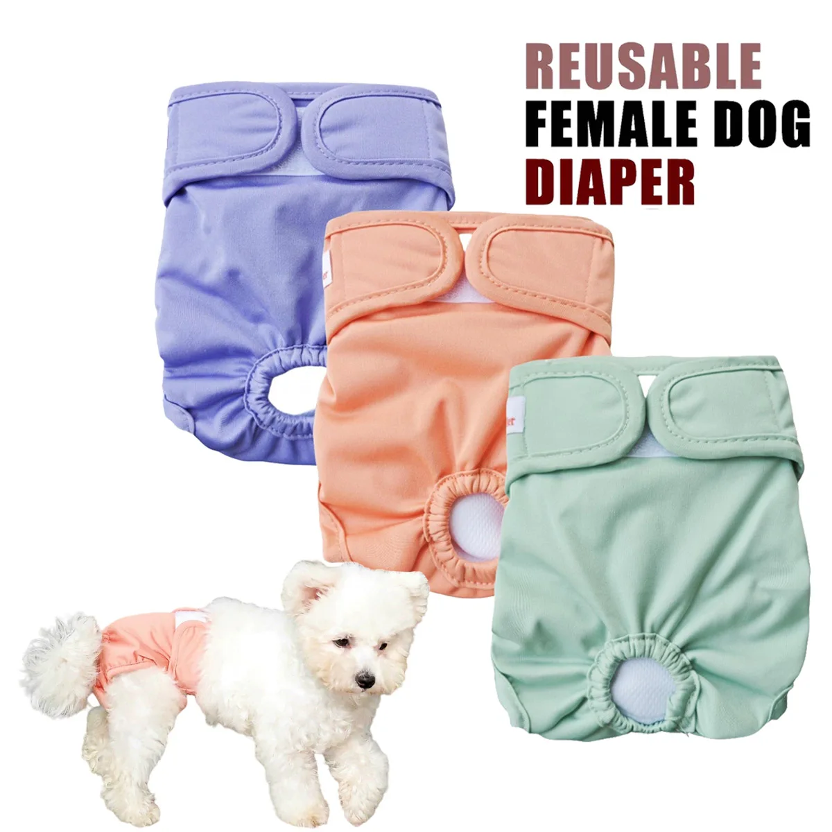 Washable Belly Band Highly Absorbent Female Dog Diaper djustable Pet Physiological Pant for Puppy Leak Proof Pee Panties Diapers