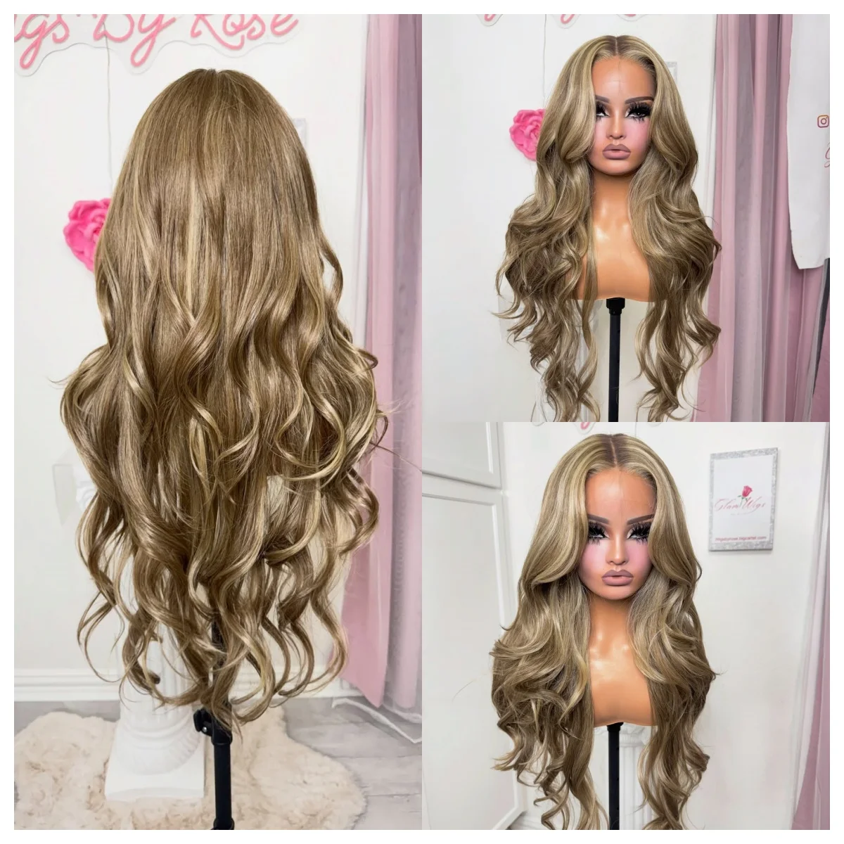 13x4 HD High Quality Lace Front Wig for Women Mixed Blonde Heat Resistant Synthetic Fiber Dark Roots Body Wave Daily Use Wig