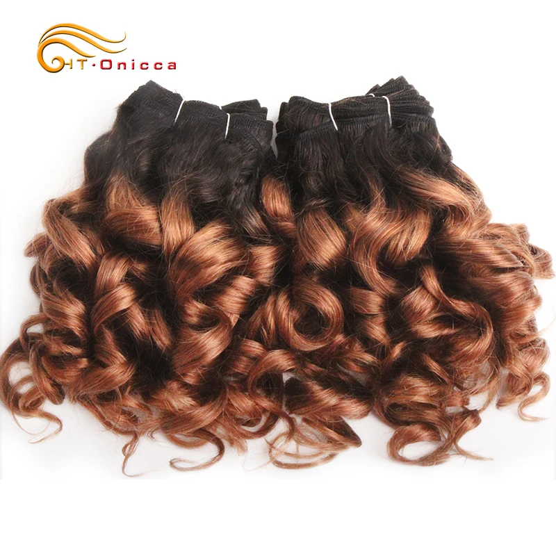 6 Pcs/Lot Curly Hair Bundles 8 Inch Ombre Brazilian Hair Weave Bundles Color 1B/2/4/30/33/99J/27 Human Hair Extension Remy