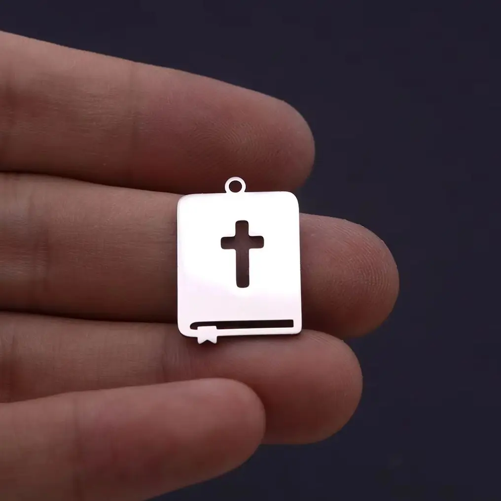 3pcs Religious Bible Cross Charms Pendant Stainless Steel DIY Handmade Necklace Earrings Jewelry Making Talisman Accessories