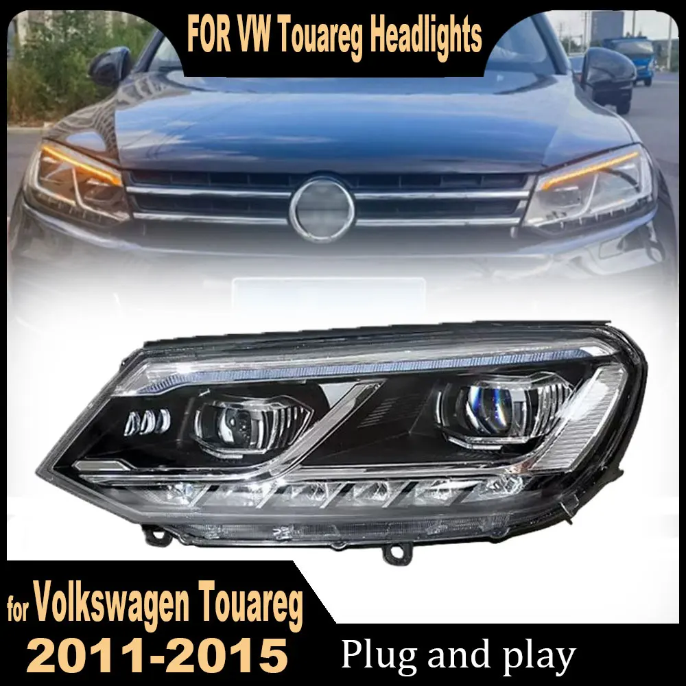 Car Styling Headlights for VW Touareg 2011 2012 2012 2014 2015 latest style LED Head Lamp daytime light Turn signal Accessories