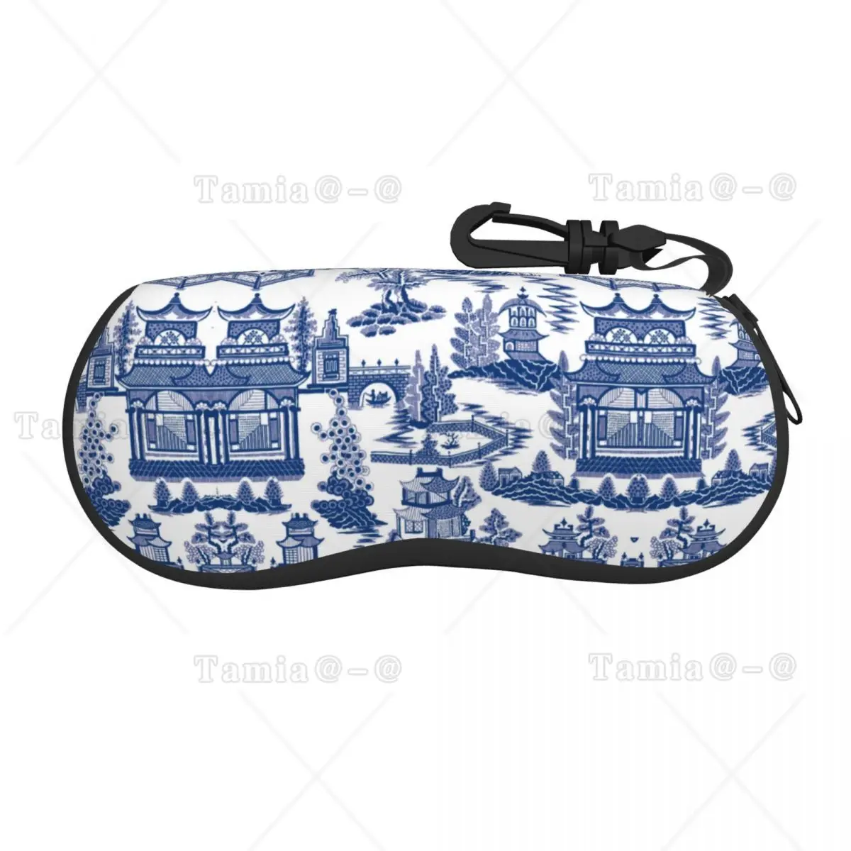 Blue Willow Ancient Ming Porcelain Shell Eyeglasses Case Women Men Fashion Chinoiserie Pattern Glasses Case Sunglasses Box Pouch