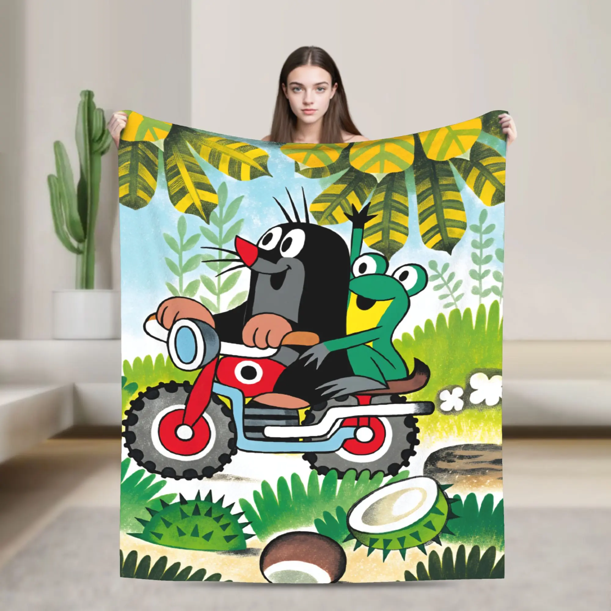 Warm Soft Throw Blanket Travel Czech Cartoon Krtek Mole Blankets  Flannel Bedspread For Outdoor Casual Sofa Bed Cover