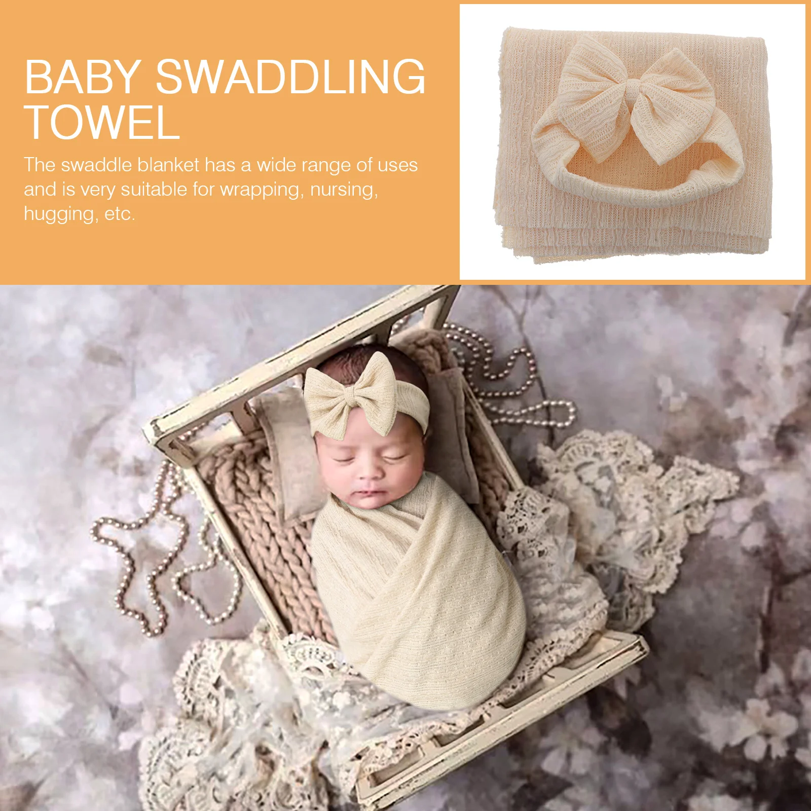 Newborn Wrap Swaddle Blanket Blankets for Baby Boy Headbands Swaddles Newborns Set