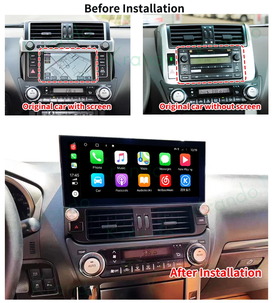 

Krando Android 12.0 12.3'' Wireless Carplay Car Radio For Toyota Prado 2010 - 2013 Multimedia Player Navigation GPS AHD Screen