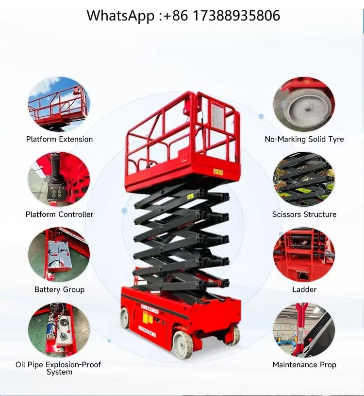 CE Manufacturer Electric Self-Propelled Scissor Lift 4m 6m 8m 10m 12m 14m  320kg Mobile Aerial Working Platform