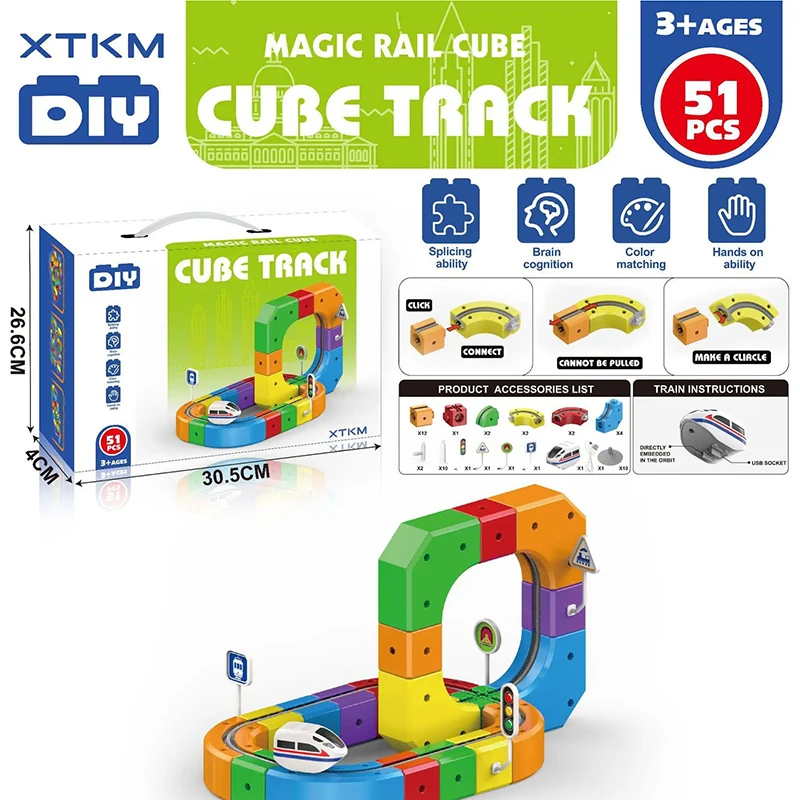 

Electric Magnetic Track Car Set For Kids With Pieces Anti-Gravity Vehicles Stem Building Toy Creative Diy Railway Model Gift