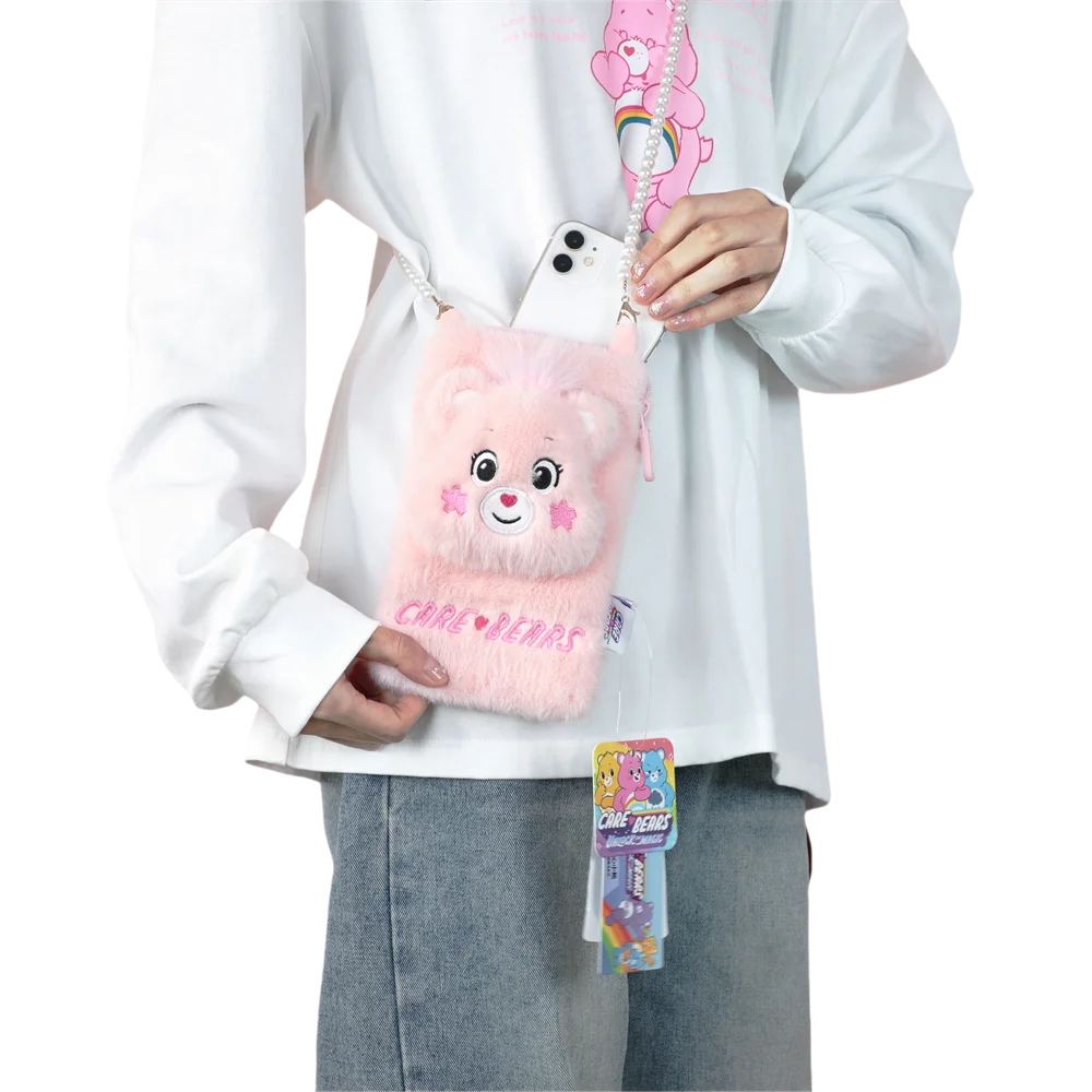 Care Bears-Bolso para teléfono de felpa con dibujos animados, bandolera para muñeca de peluche, monedero para niñas, bolsa de almacenamiento, regalo perfecto para vacaciones