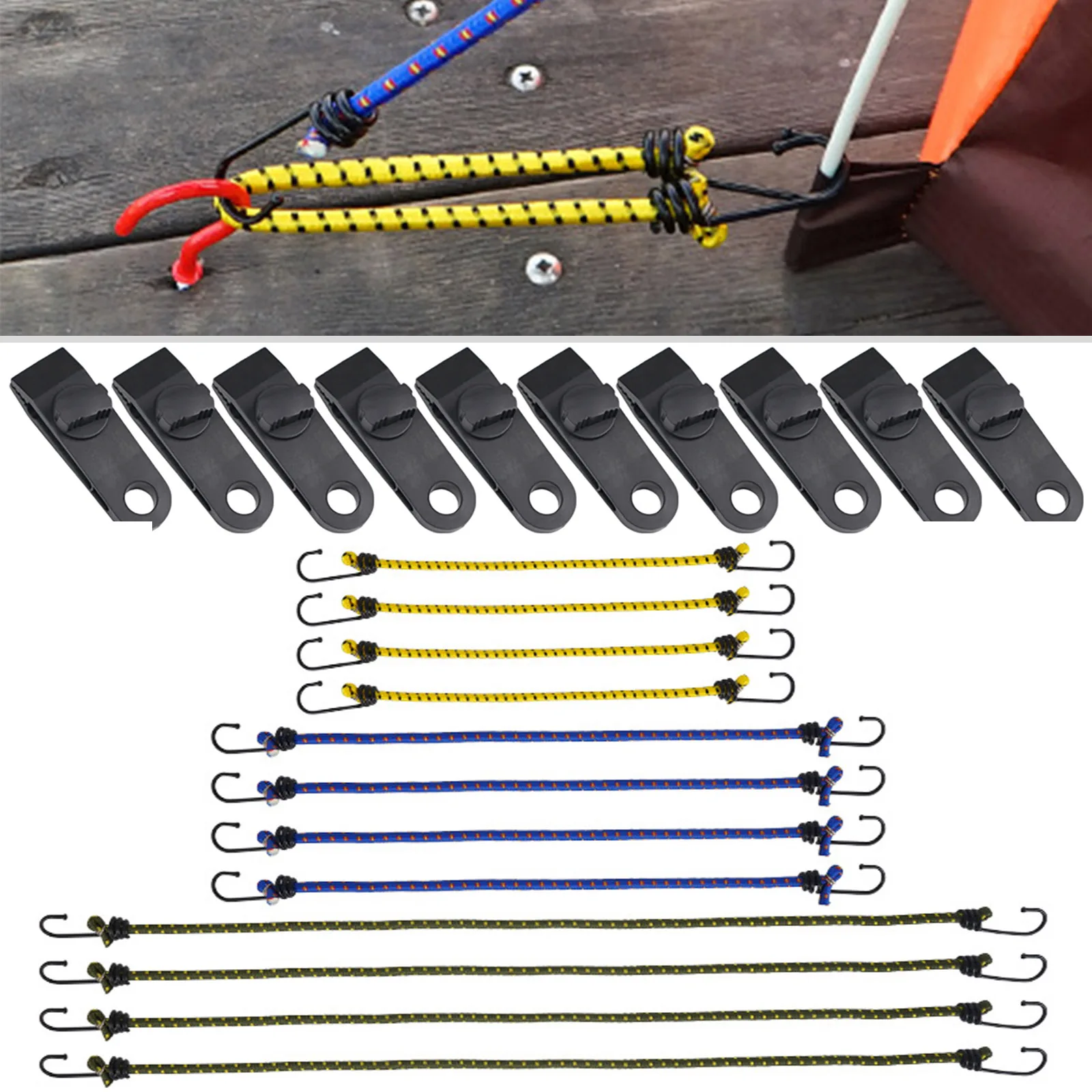 Elastik Bungee kordon kayış streç plastik kanca araba bagaj kayık tekne kano bisikletleri halat kravat çadır tente rüzgar halat kelepçesi klipler