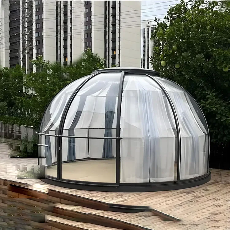 Beautiful Customizable Transparent PC Dome Tent for Outdoor & Hotel Camping Green Spherical House