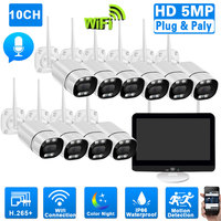 5MP Wifi CCTV Security System Set 8CH Monitor Wifi Nvr Camera Kit 2 Way Audio Wireless Bullet Camera Video Surveillance Kit 4CH