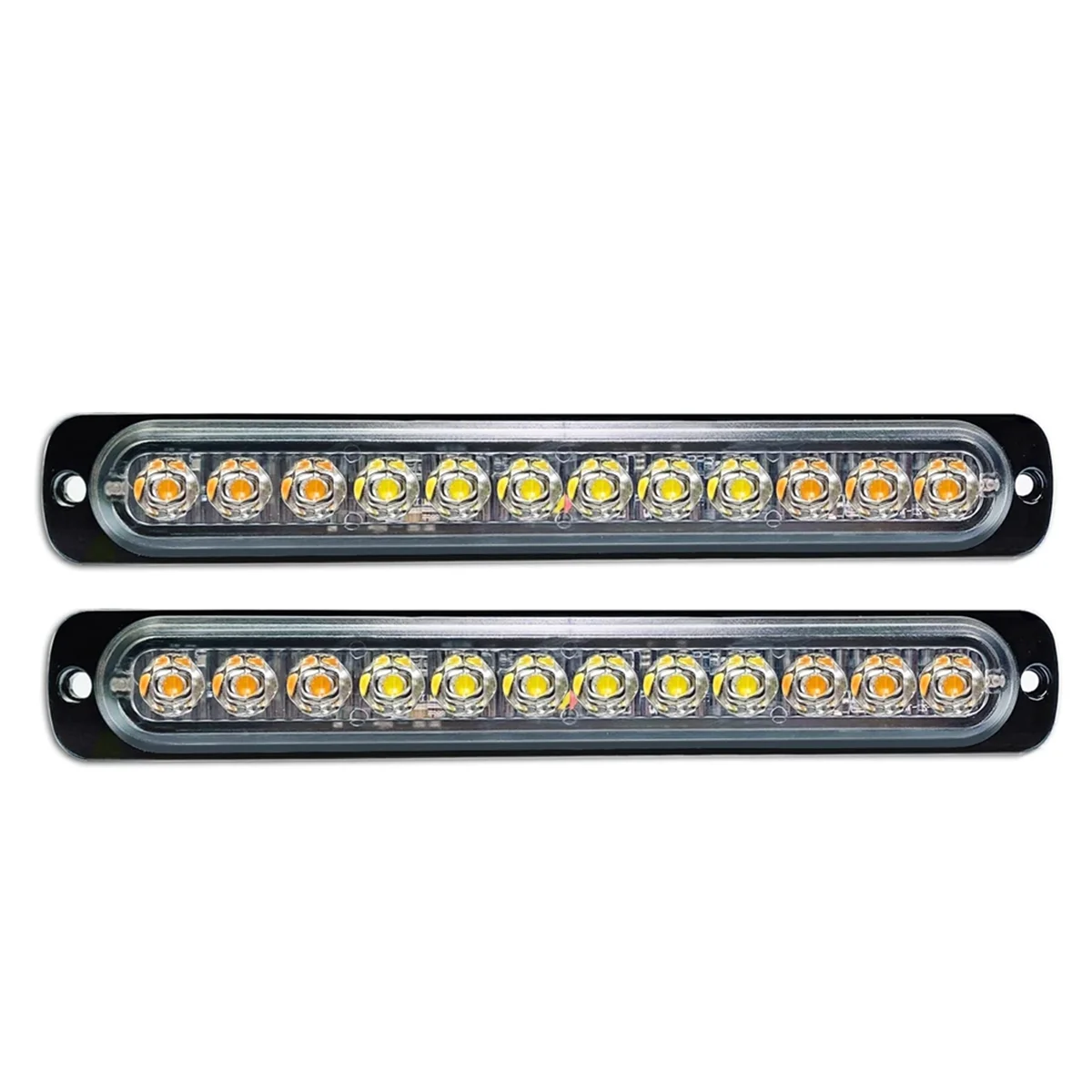 12LED Safety Emergency Flashing Lights, 12V-24V Strobe Warning Light, Breakdown Beacon LED Light Bar ,Yellow+White