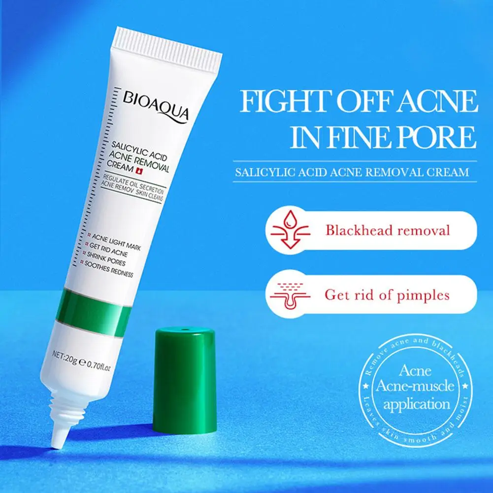 BIOAQUA Salicylic Acid Face Cream Acne Treatment Scar Mark Repair Moisturizing Blackhead Remover Facial Cleanser Skin Care
