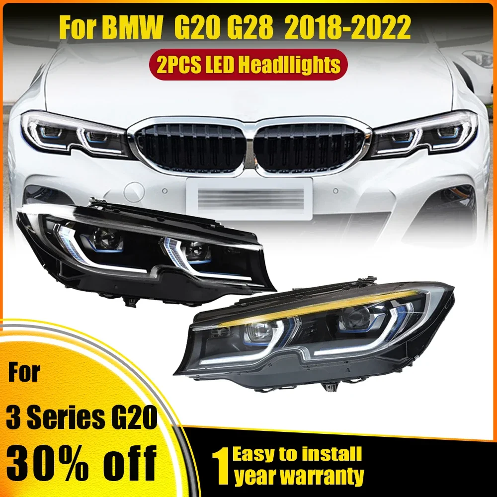 

2 шт. фара для BMW G20 G28 светодиодная фара 2019-2022 фары 3 серии DRL указатель поворота дальнего света линза проектора ангельского глаз