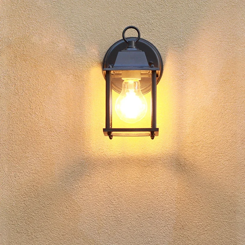 Luz de pared Retro para exteriores, iluminación impermeable para jardín, porche, patio, pasillo, Aisel, balcón, accesorios Vintage E27