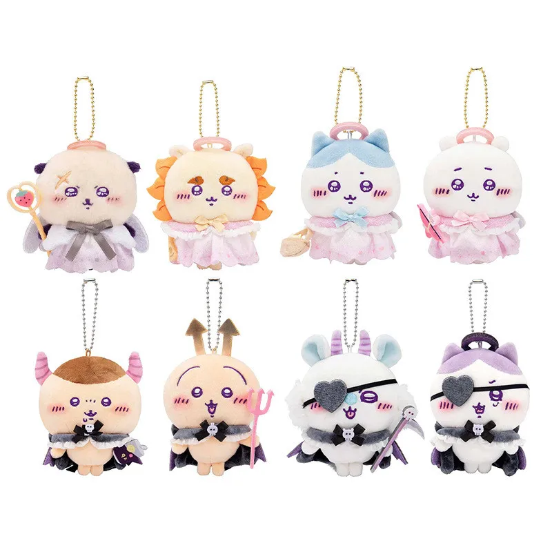 10CM Cartoon Anime Chiikawa Plush Toys Angel Demon Series Hachiware Usagi Momonga Cute Plush Doll Keychain Kawaii Pendant Gifts