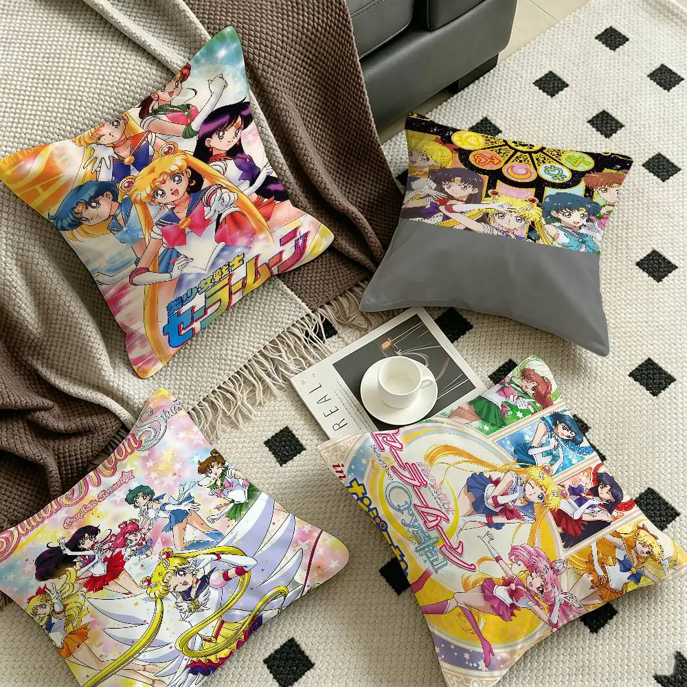 Lovely S-Sailor M-Moon Cushion Cover Car Throw Pillow Case For Sofa Car Christmas Gift 40x40cm 45x45cm