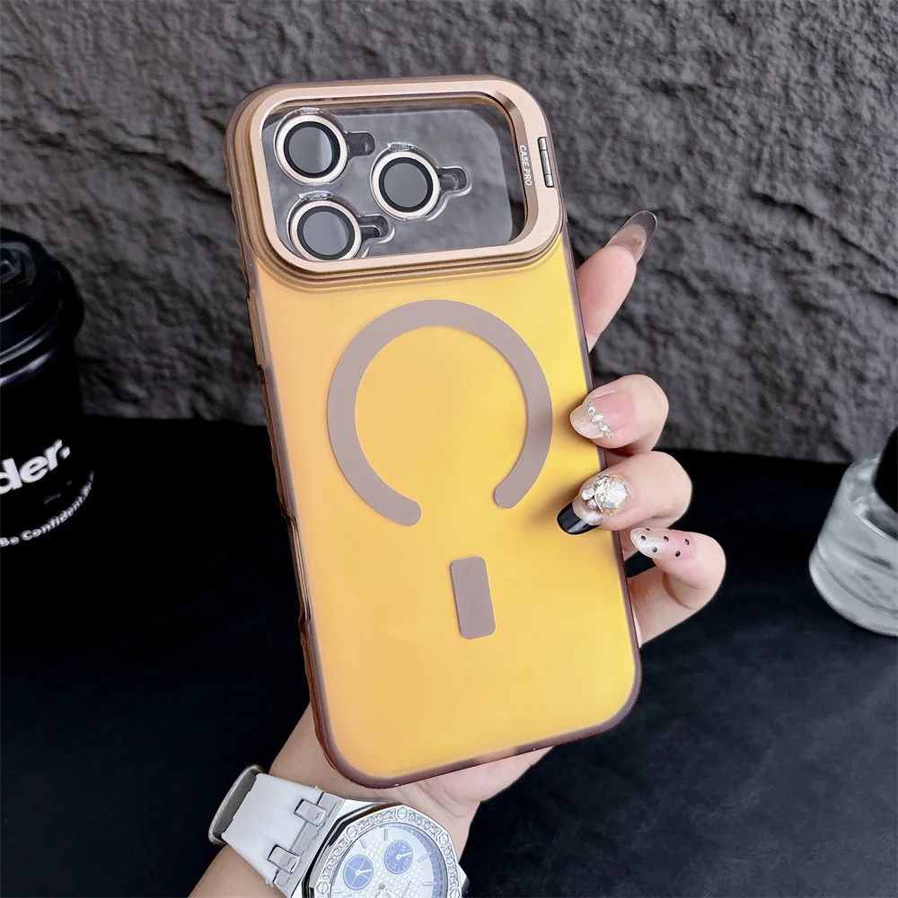 

Laser Color Change Magsafe Invisible Holder Frosted Phone Case For iPhone 17 Pro Max Air 17 Air 17 Pro Cover for Apple Cases